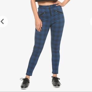Blue Plaid Skinny Pants